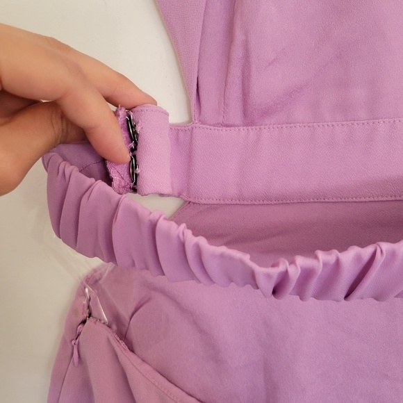 Halston Heritage Pink Halter Neck High Low Cut Out Back Midi Dress Size 2 - Picture 6 of 14